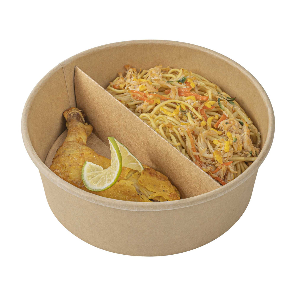 Bio Tek Kraft Paper 2-Compartment Insert - Fits 45 oz Containers - 50 count box