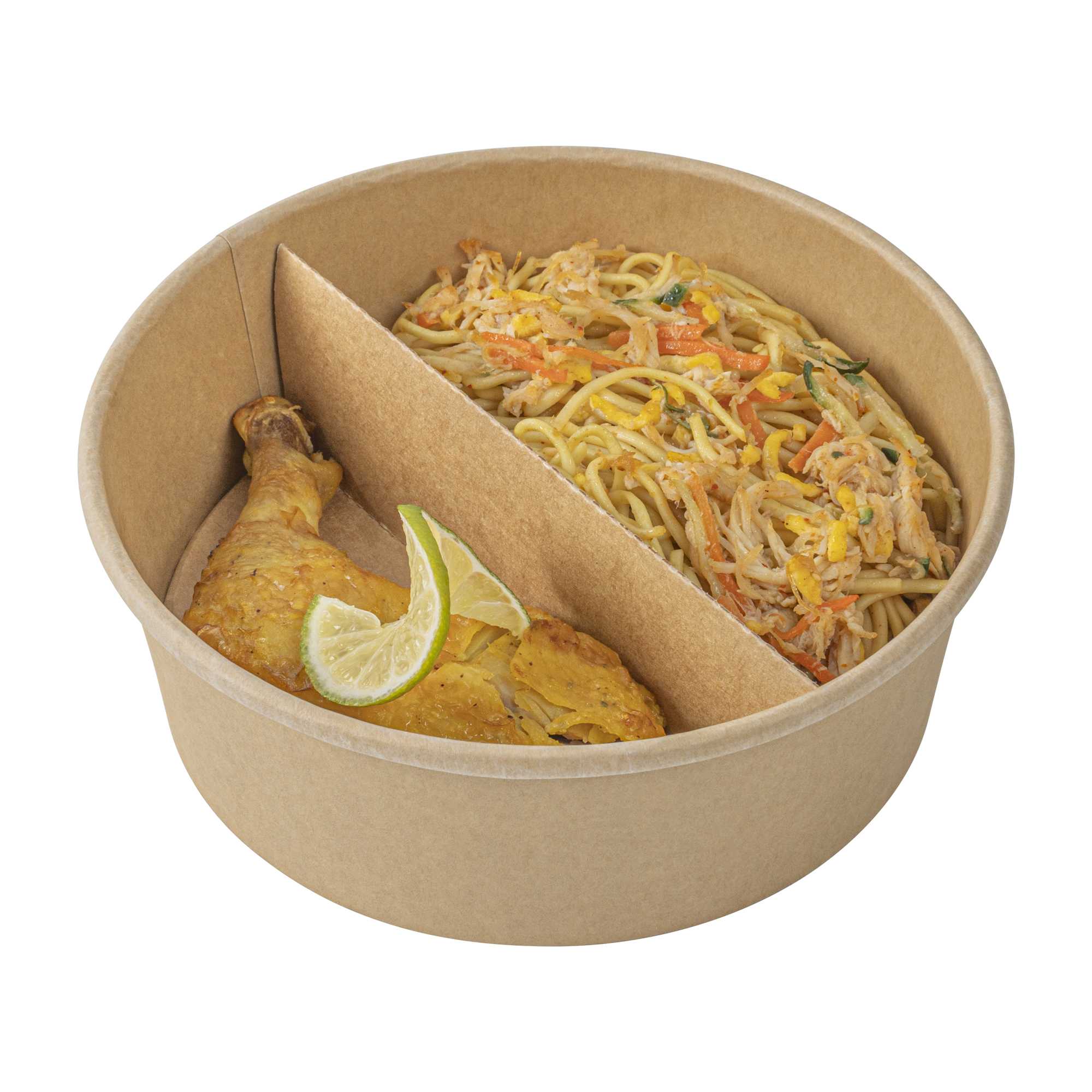 Bio Tek Kraft Paper 2-Compartment Insert - Fits 45 oz Containers - 50 count box