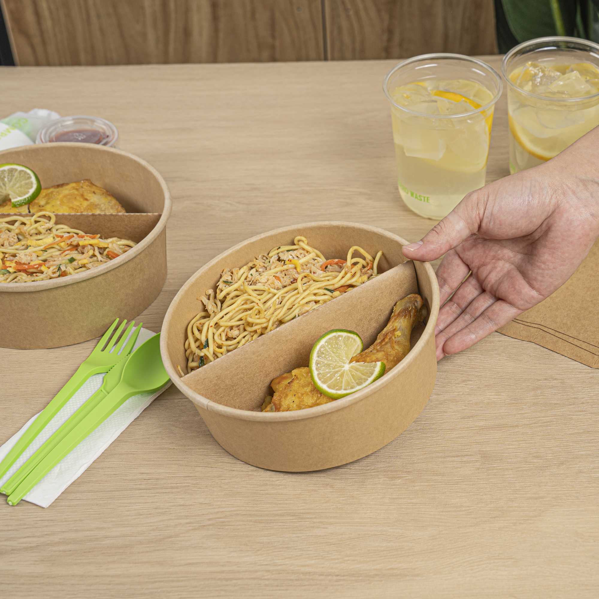 Bio Tek Kraft Paper 2-Compartment Insert - Fits 45 oz Containers - 50 count box