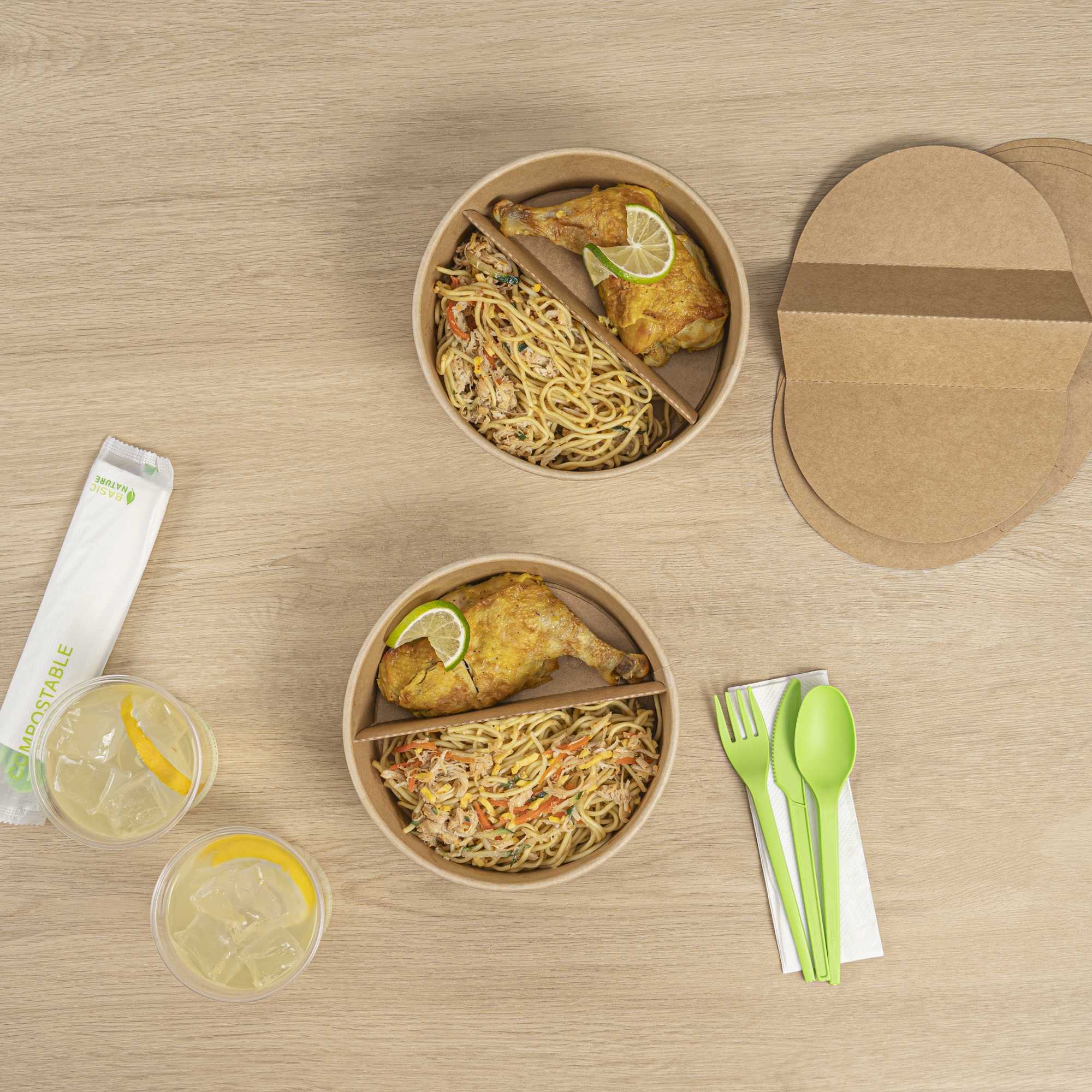 Bio Tek Kraft Paper 2-Compartment Insert - Fits 45 oz Containers - 50 count box