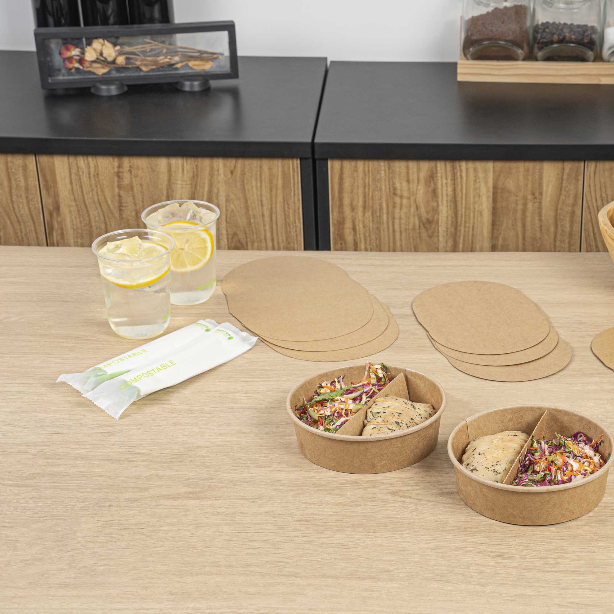 Bio Tek Kraft Paper 2-Compartment Insert - Fits 45 oz Containers - 50 count box