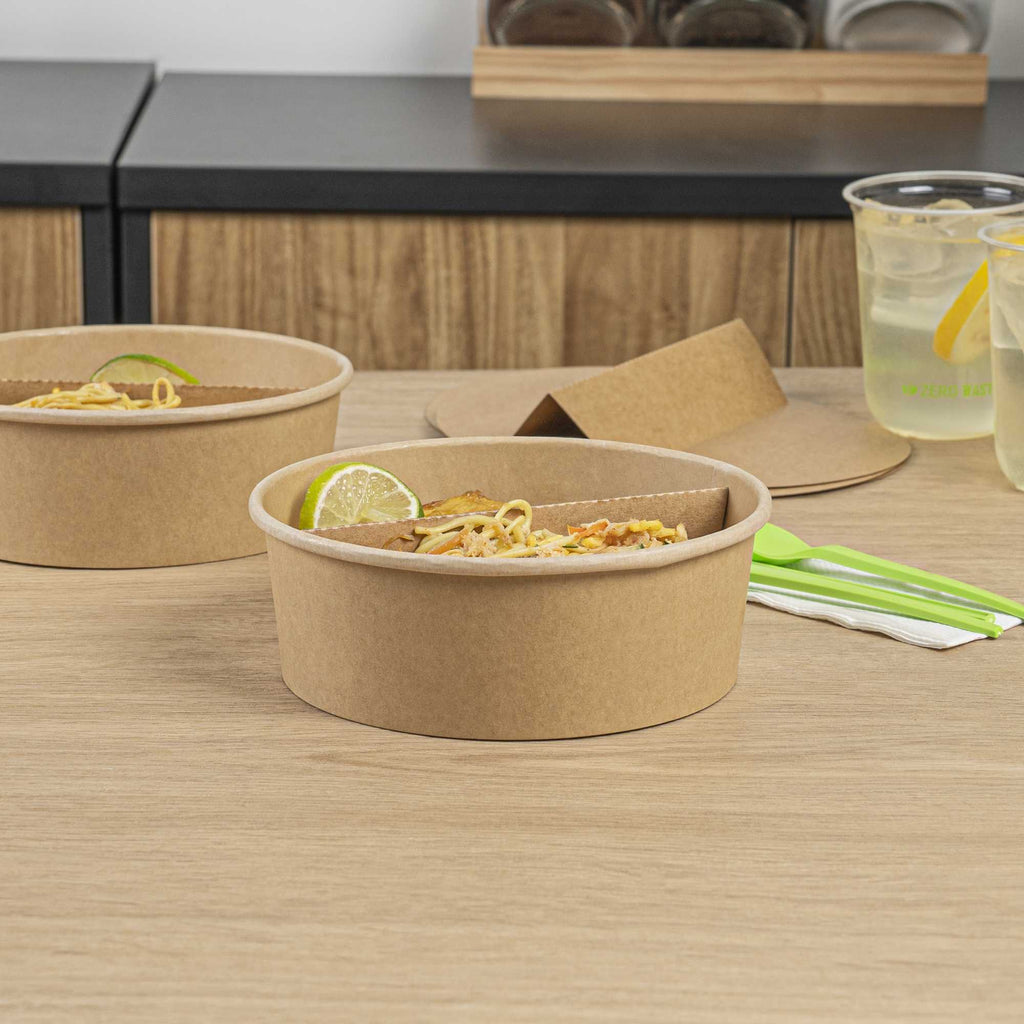 Bio Tek Kraft Paper 2-Compartment Insert - Fits 45 oz Containers - 200 count box