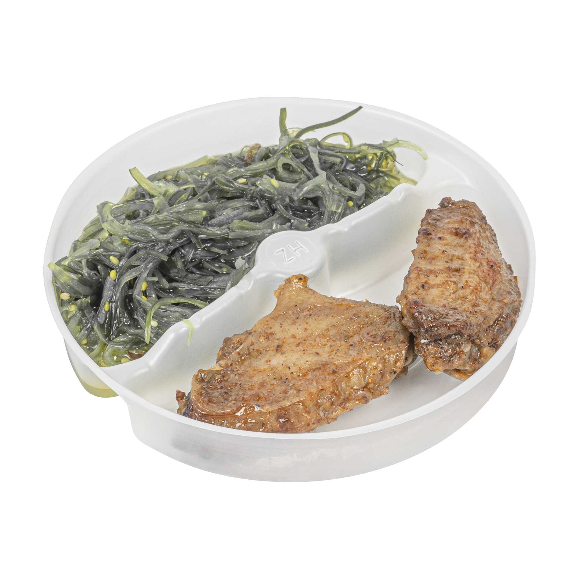 Bio Tek 12 oz White Plastic 2-Compartment Insert Tray - Fits 17-45 oz Containers - 50 count box