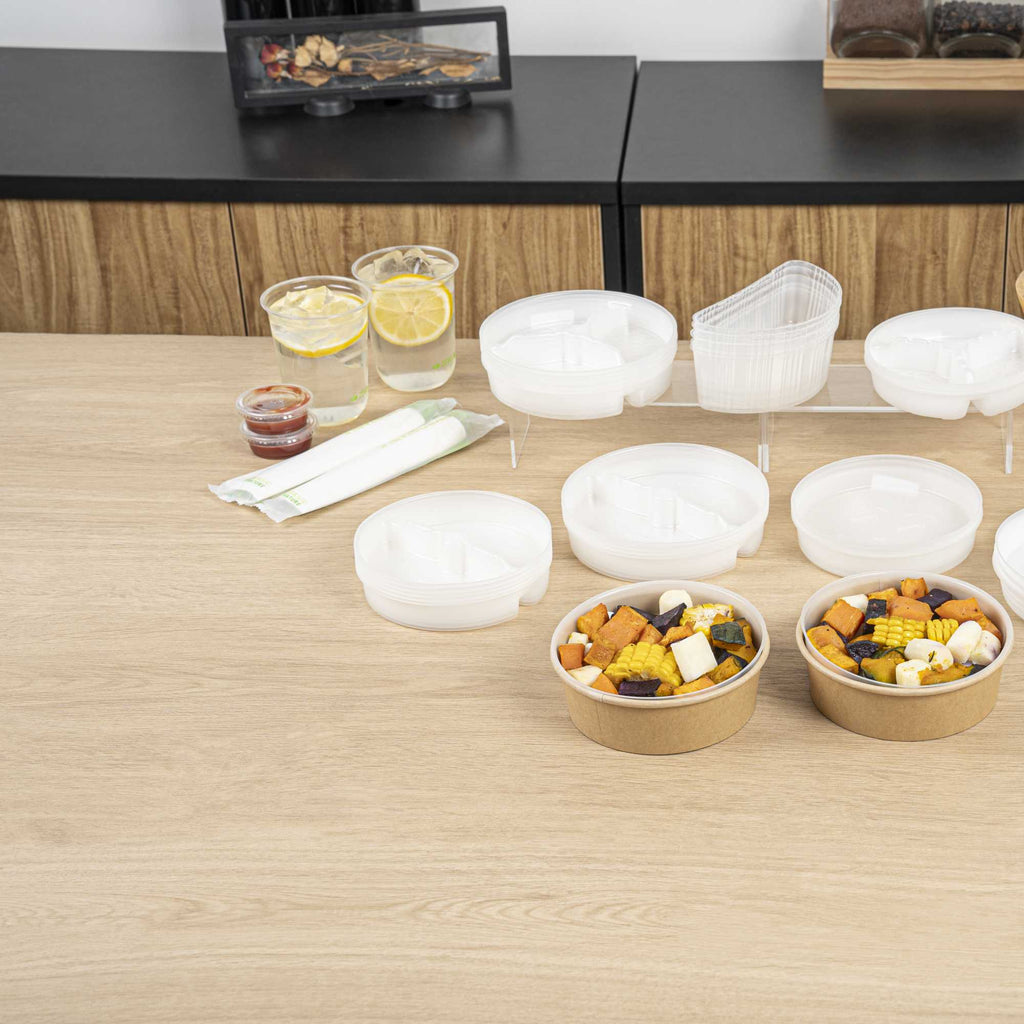 Bio Tek 12 oz White Plastic 2-Compartment Insert Tray - Fits 17-45 oz Containers - 200 count box