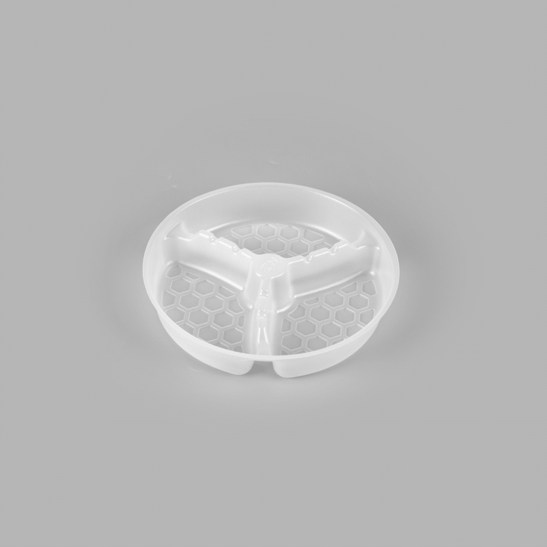 Bio Tek 12 oz White Plastic 3-Compartment Insert Tray - Fits 17-45 oz Containers - 50 count box