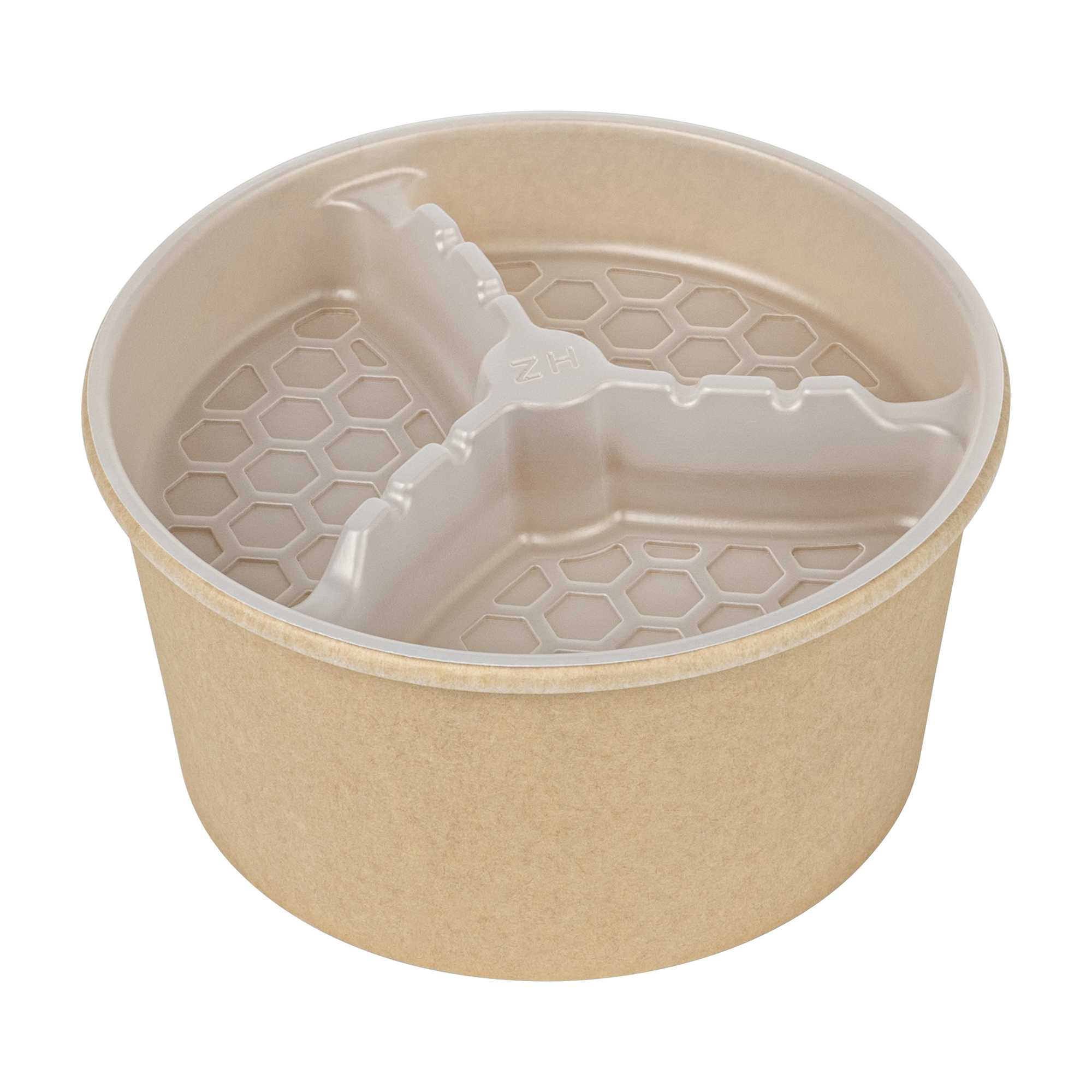 Bio Tek 12 oz White Plastic 3-Compartment Insert Tray - Fits 17-45 oz Containers - 50 count box