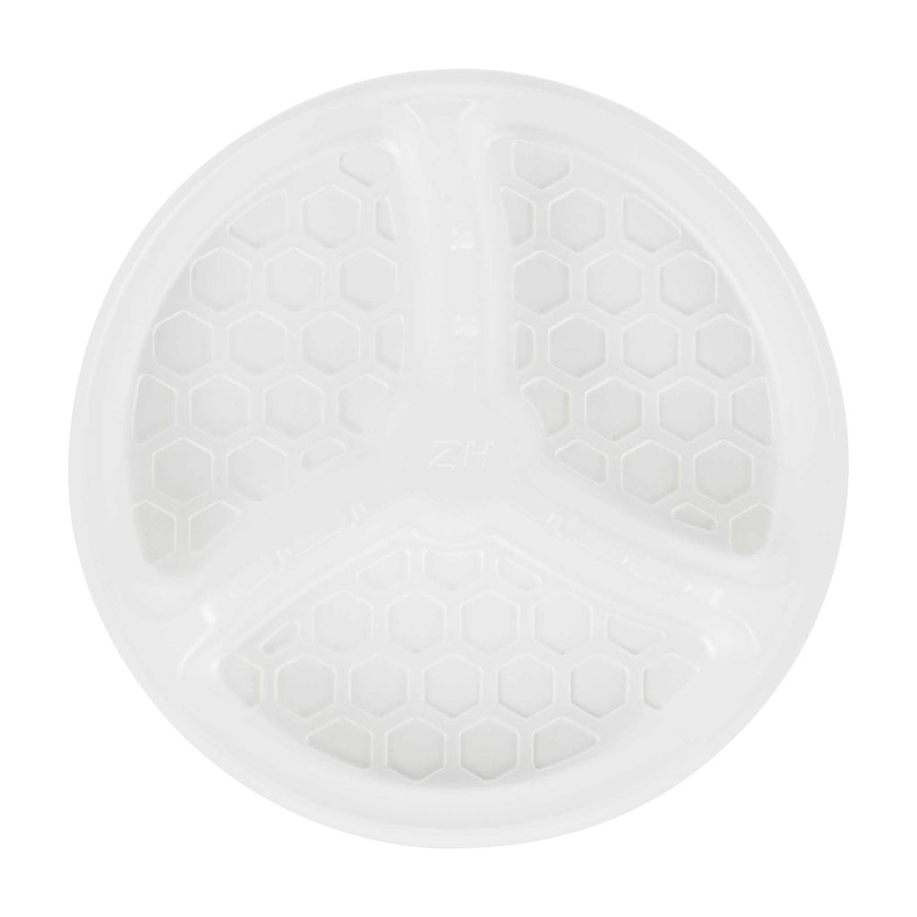 Bio Tek 12 oz White Plastic 3-Compartment Insert Tray - Fits 17-45 oz Containers - 50 count box