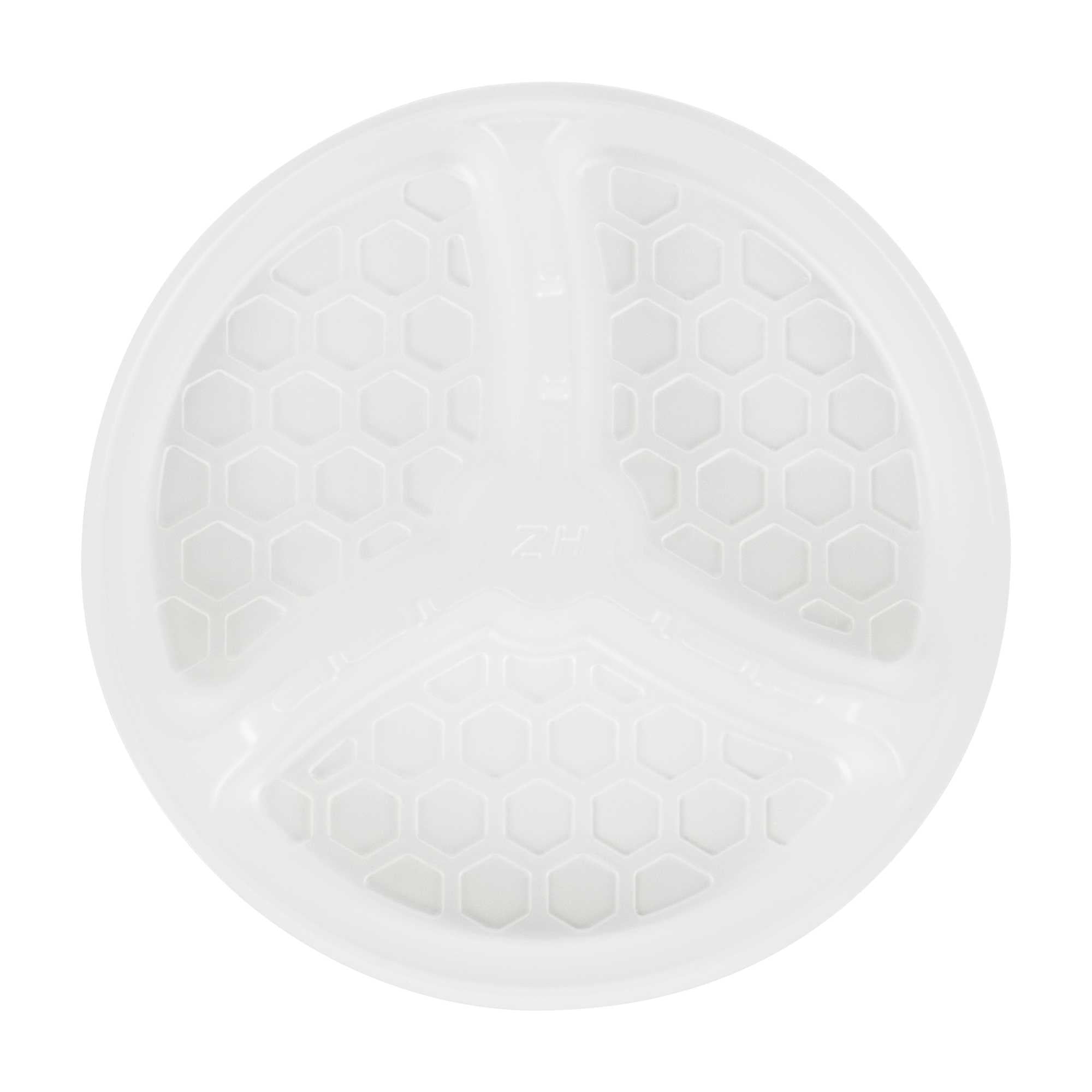 Bio Tek 12 oz White Plastic 3-Compartment Insert Tray - Fits 17-45 oz Containers - 50 count box