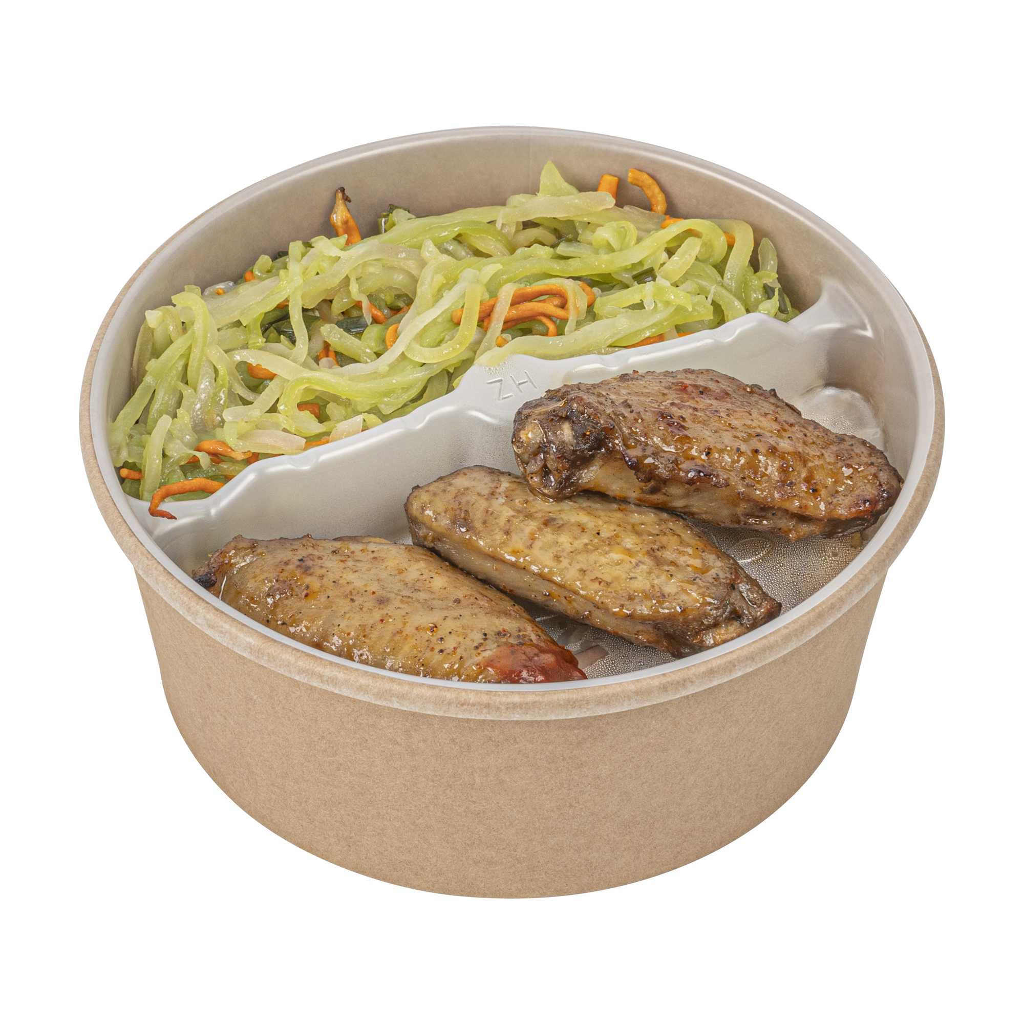 Bio Tek 15 oz White Plastic 2-Compartment Insert Tray - Fits 17-45 oz Containers - 50 count box