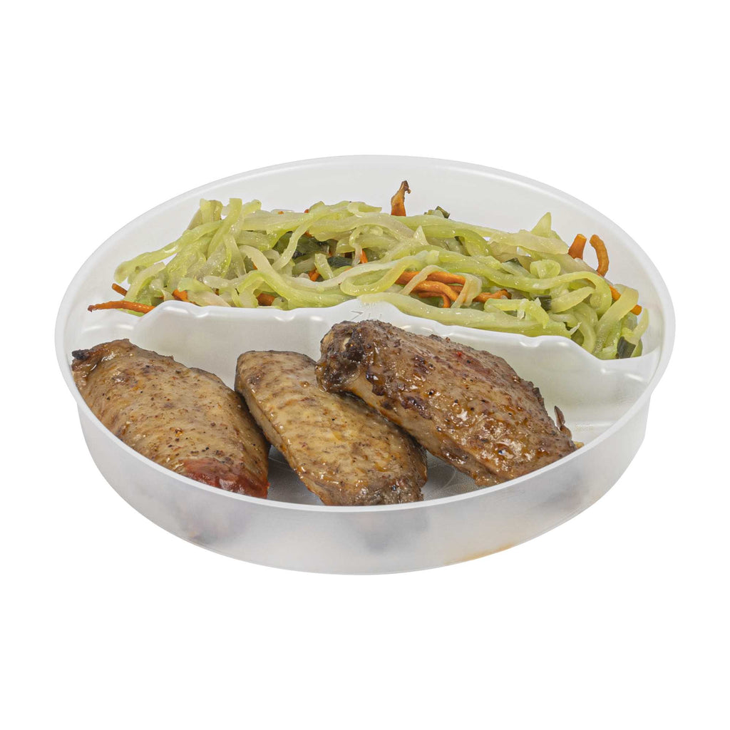 Bio Tek 15 oz White Plastic 2-Compartment Insert Tray - Fits 17-45 oz Containers - 50 count box