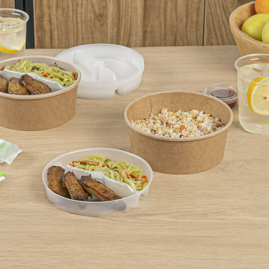 Bio Tek 15 oz White Plastic 2-Compartment Insert Tray - Fits 17-45 oz Containers - 50 count box