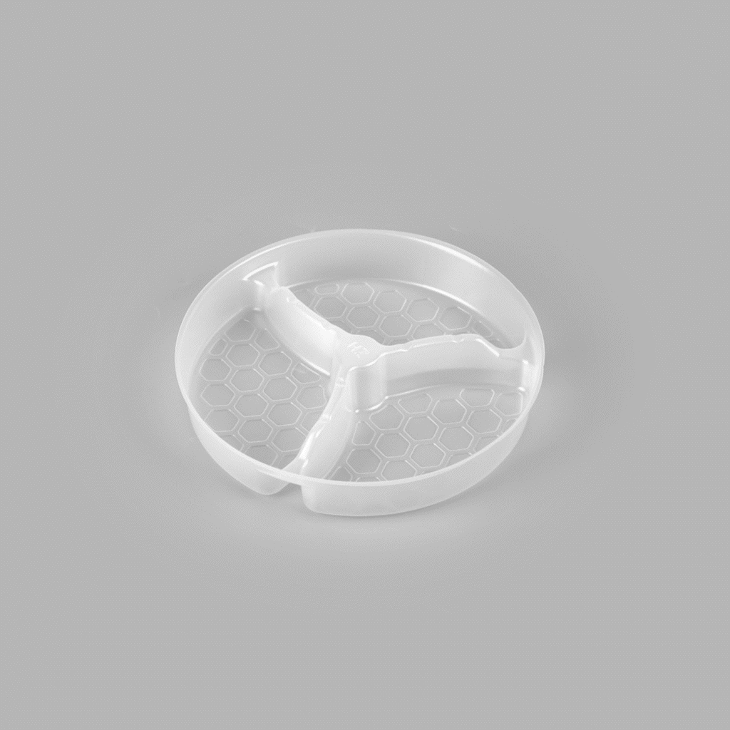 Bio Tek 15 oz White Plastic 3-Compartment Insert Tray - Fits 17-45 oz Containers - 50 count box