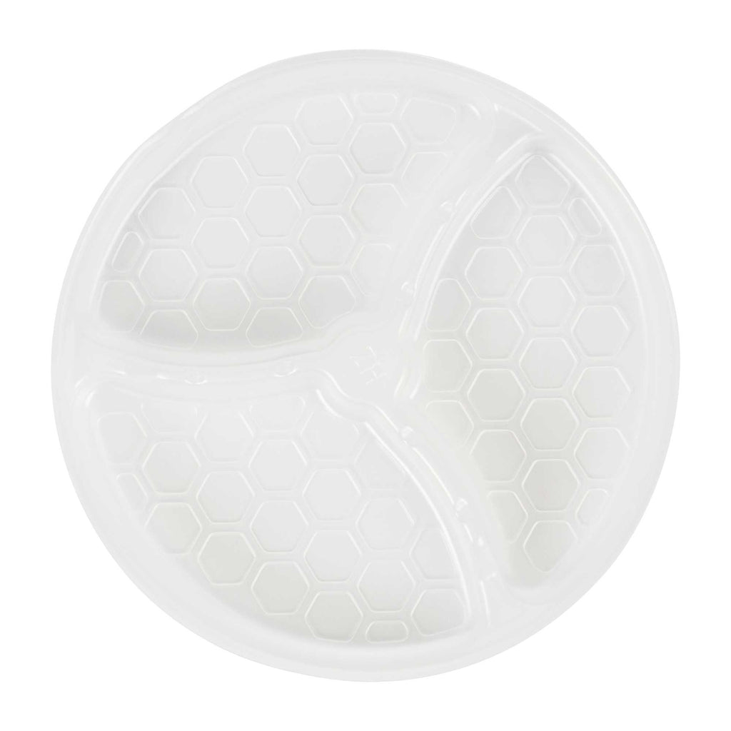 Bio Tek 15 oz White Plastic 3-Compartment Insert Tray - Fits 17-45 oz Containers - 50 count box