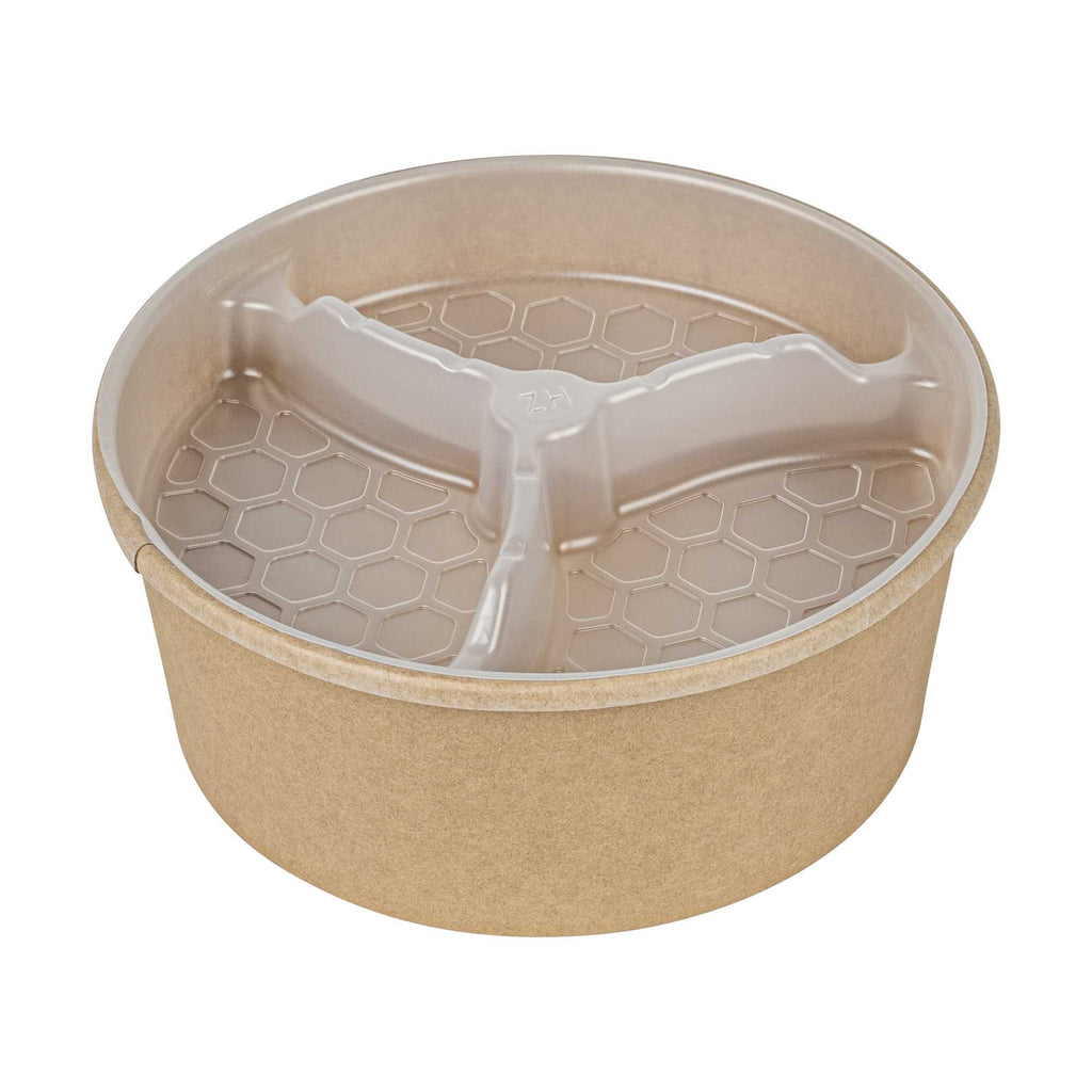 Bio Tek 15 oz White Plastic 3-Compartment Insert Tray - Fits 17-45 oz Containers - 200 count box