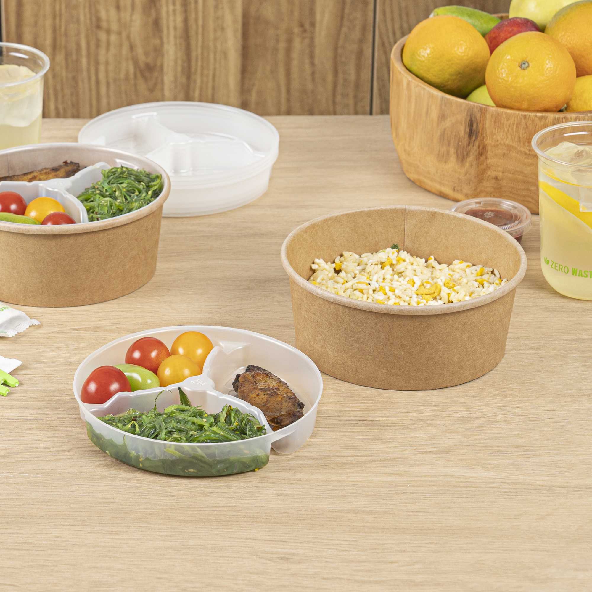 Bio Tek 15 oz White Plastic 3-Compartment Insert Tray - Fits 17-45 oz Containers - 200 count box