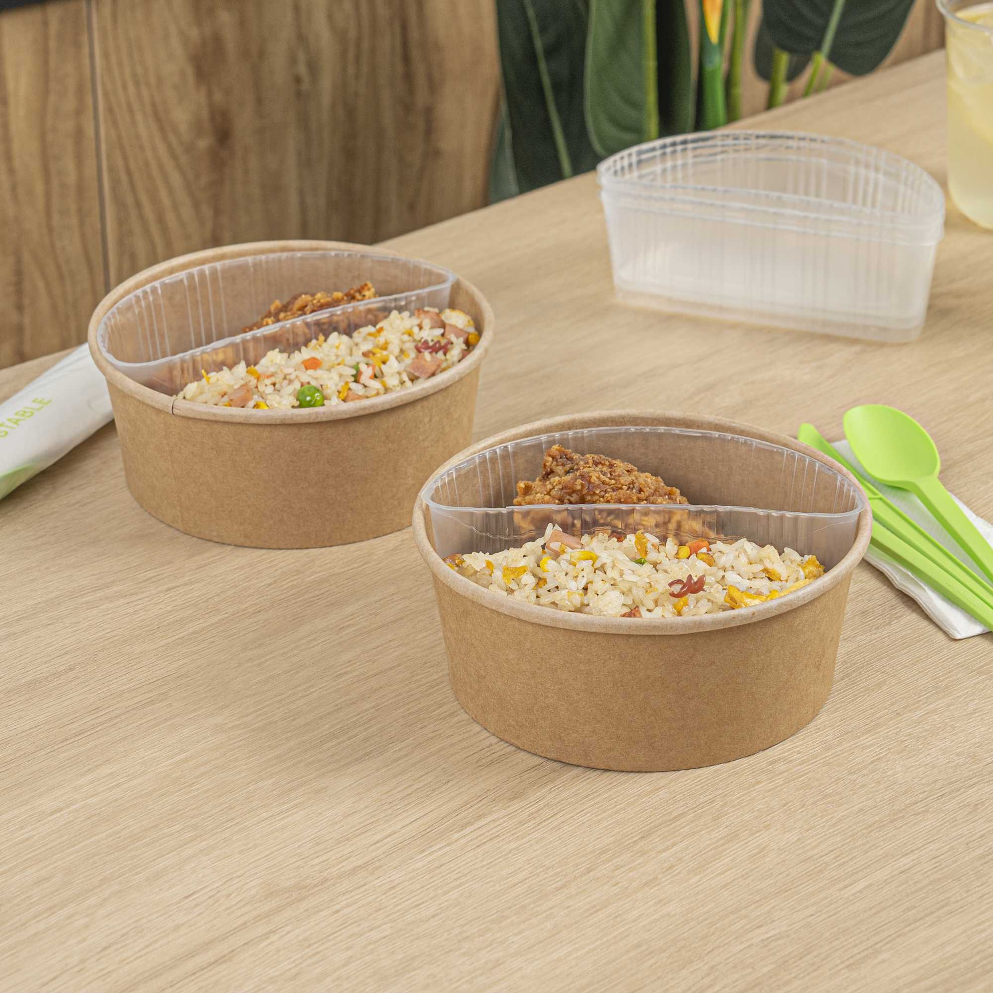 Bio Tek 16 oz White Plastic Half Insert Tray - Fits 17-45 oz Containers - 50 count box