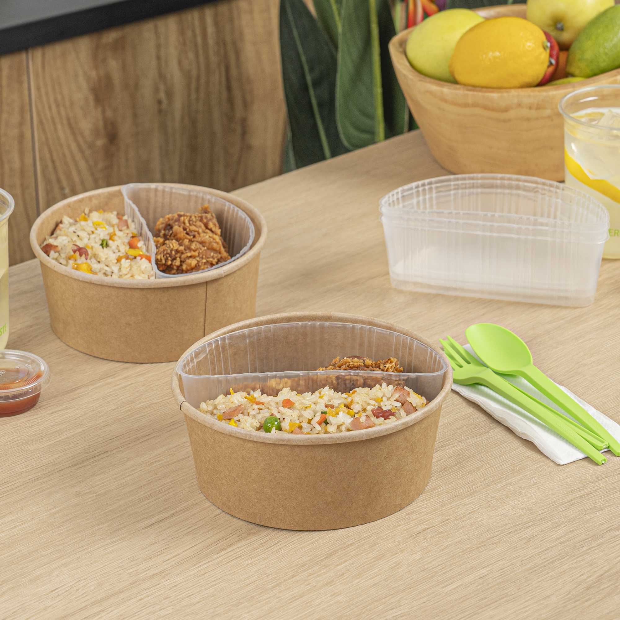Bio Tek 16 oz White Plastic Half Insert Tray - Fits 17-45 oz Containers - 50 count box
