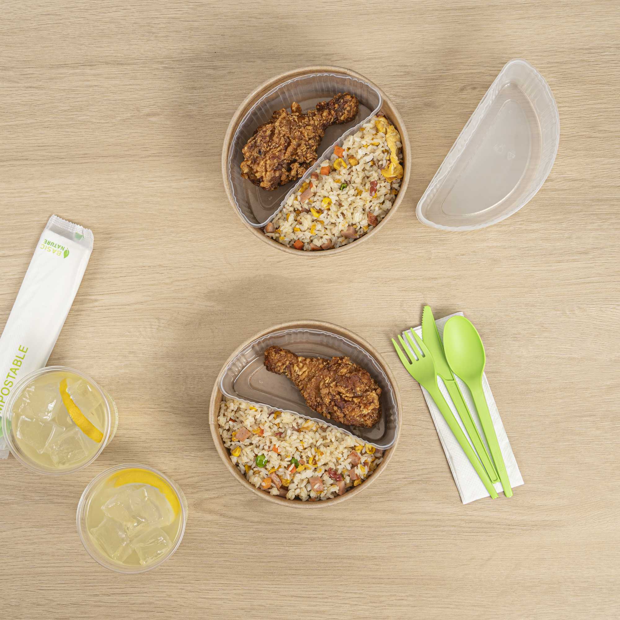 Bio Tek 16 oz White Plastic Half Insert Tray - Fits 17-45 oz Containers - 50 count box