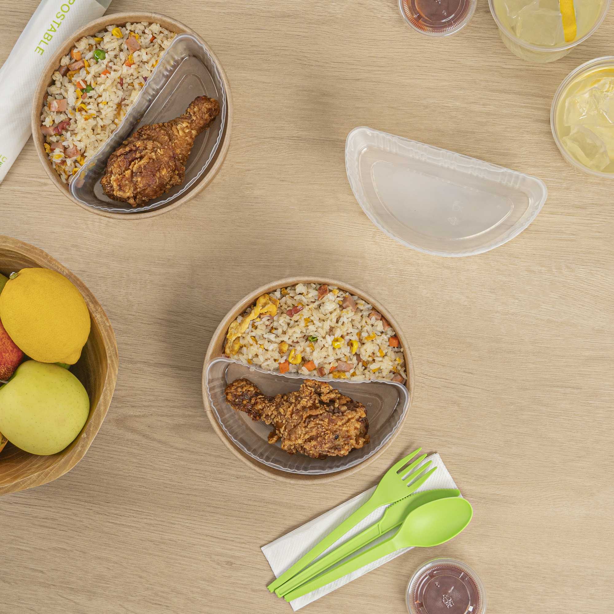 Bio Tek 16 oz White Plastic Half Insert Tray - Fits 17-45 oz Containers - 50 count box