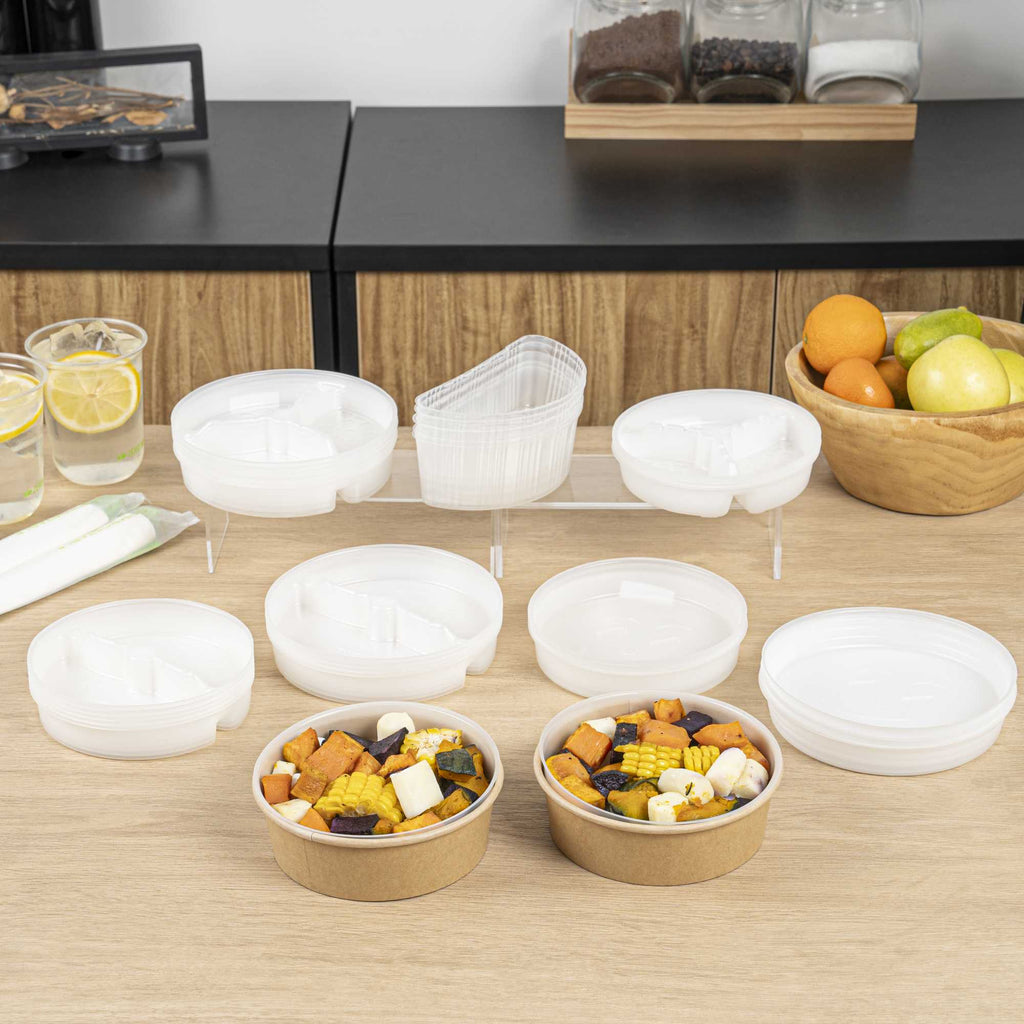 Bio Tek 16 oz White Plastic Half Insert Tray - Fits 17-45 oz Containers - 50 count box