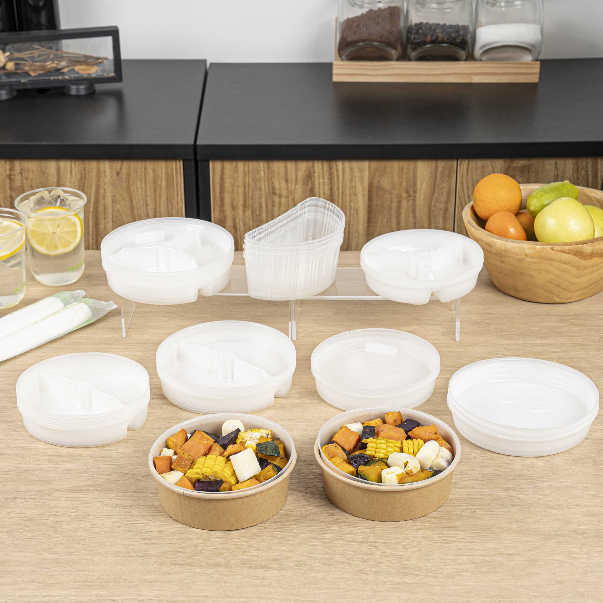 Bio Tek 16 oz White Plastic Half Insert Tray - Fits 17-45 oz Containers - 200 count box