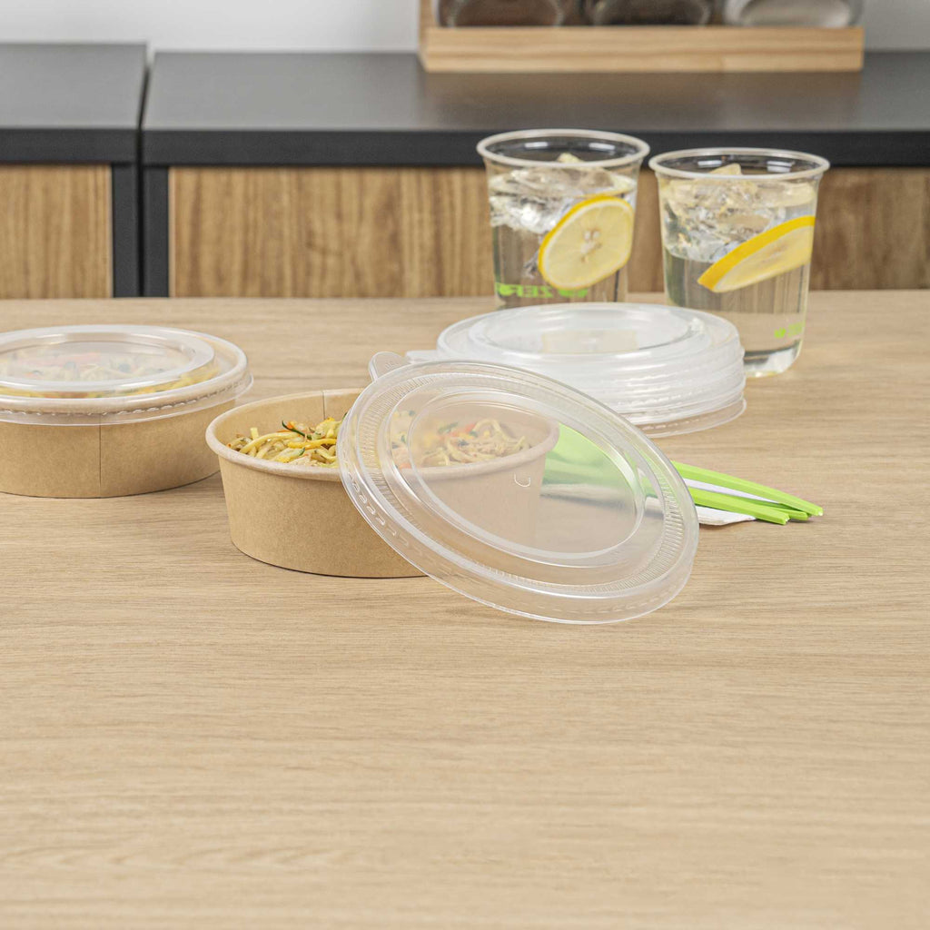 Bio Tek Clear Plastic Take Out Container Lid - Fits 17, 25, 33 and 34 oz Containers - 50 count box