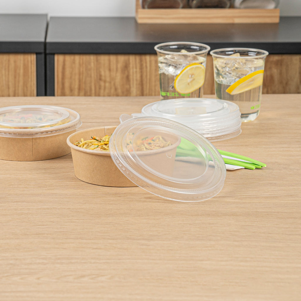 Bio Tek Clear Plastic Take Out Container Lid - Fits 17, 25, 33 and 34 oz Containers - 200 count box