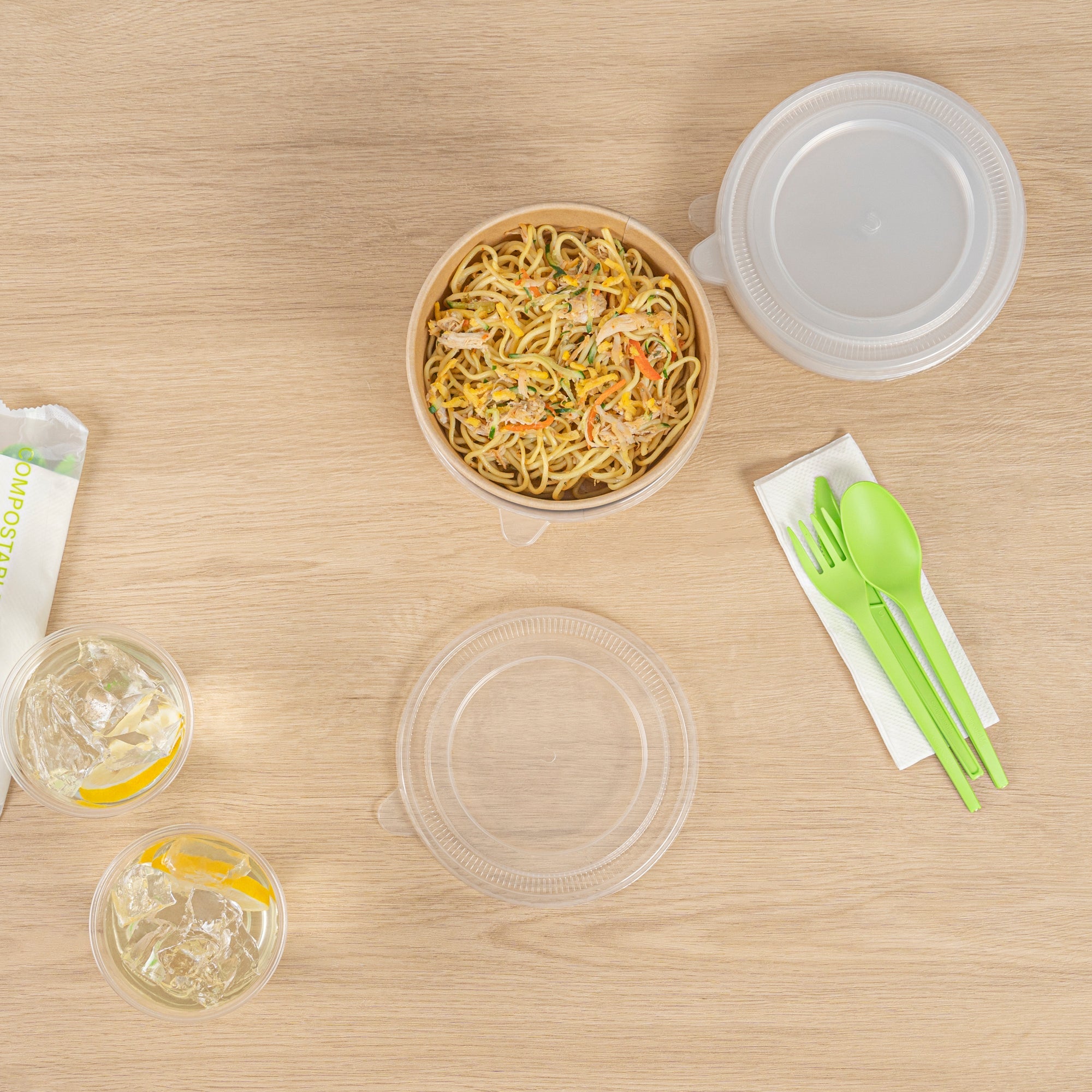 Bio Tek Clear Plastic Take Out Container Lid - Fits 17, 25, 33 and 34 oz Containers - 200 count box