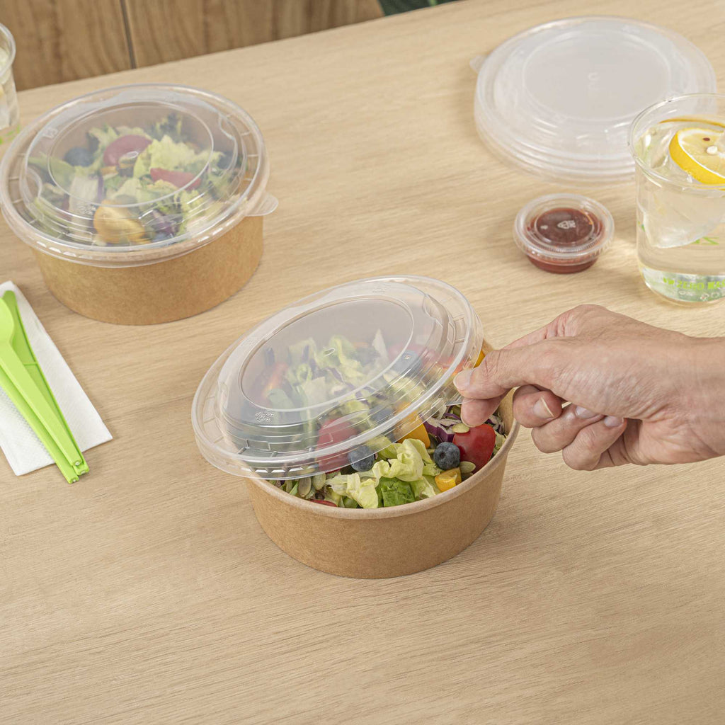 Bio Tek Clear Plastic Take Out Container Lid - Fits 22, 34, 37 and 42 oz Containers - 50 count box