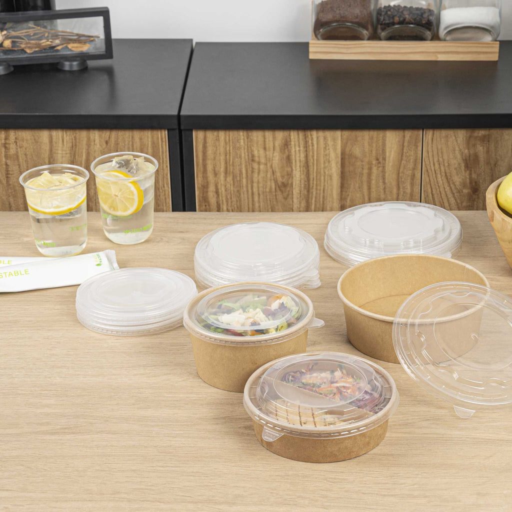Bio Tek Clear Plastic Take Out Container Lid - Fits 22, 34, 37 and 42 oz Containers - 50 count box