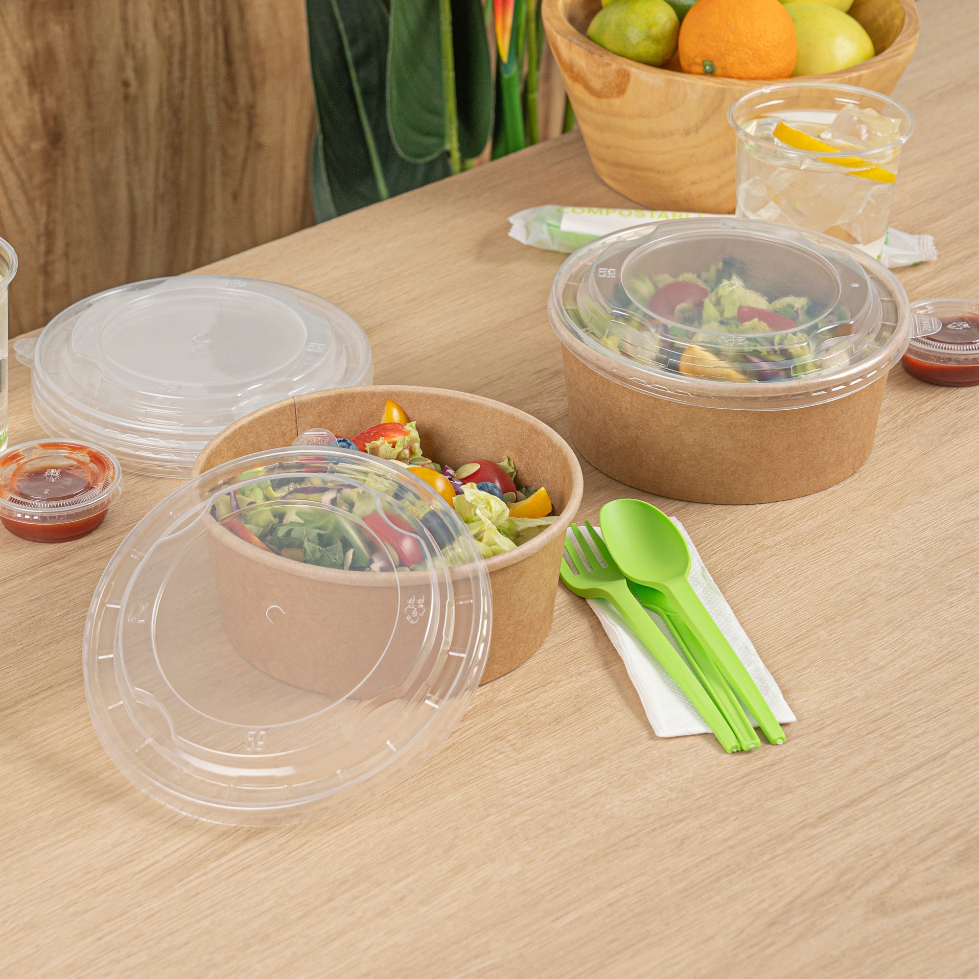 Bio Tek Clear Plastic Take Out Container Lid - Fits 22, 37 and 42 oz Containers - 200 count box