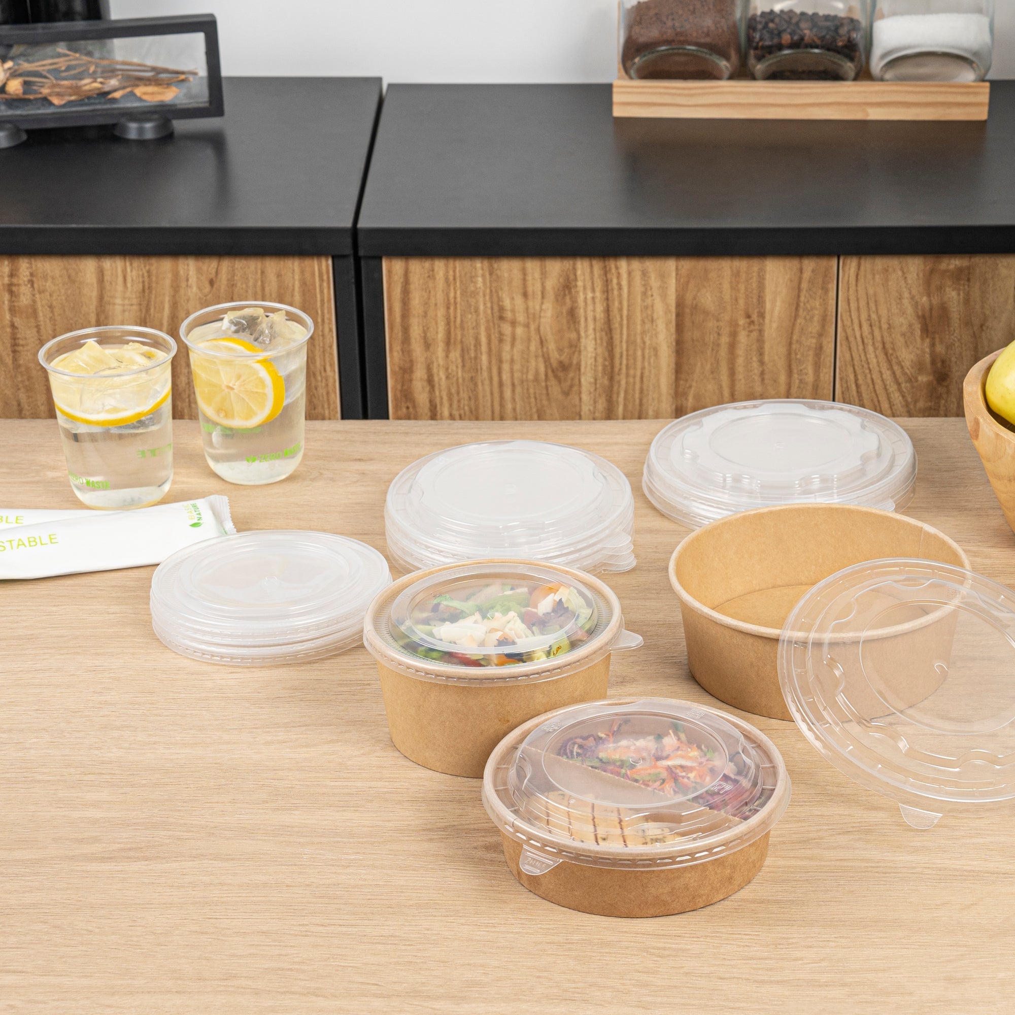 Bio Tek Clear Plastic Take Out Container Lid - Fits 22, 37 and 42 oz Containers - 200 count box