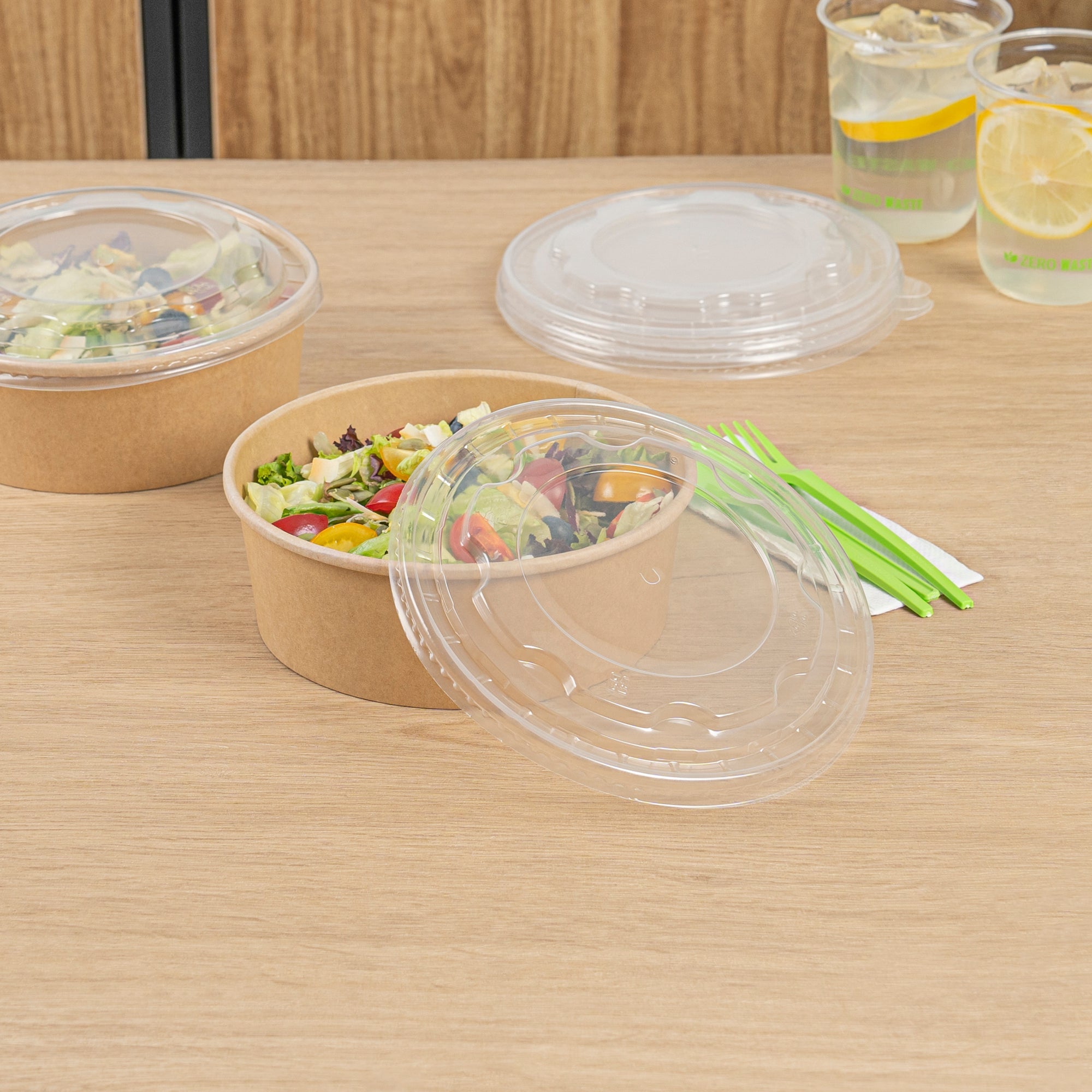 Bio Tek Clear Plastic Take Out Container Lid - Fits 45 oz Containers - 200 count box