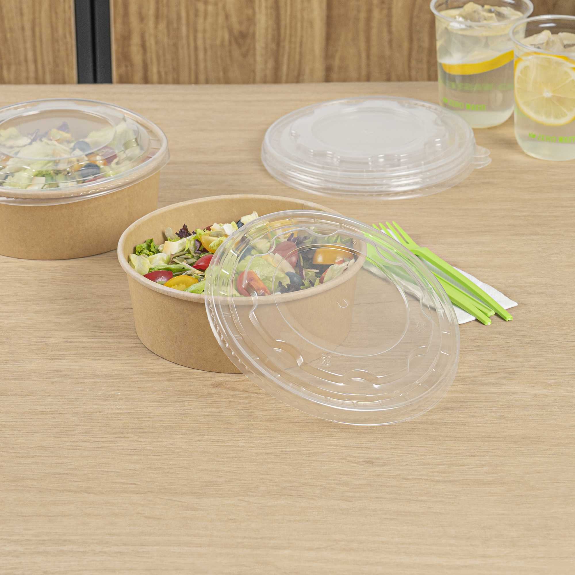 Bio Tek Clear Plastic Take Out Container Lid - Fits 45 oz Containers - 50 count box