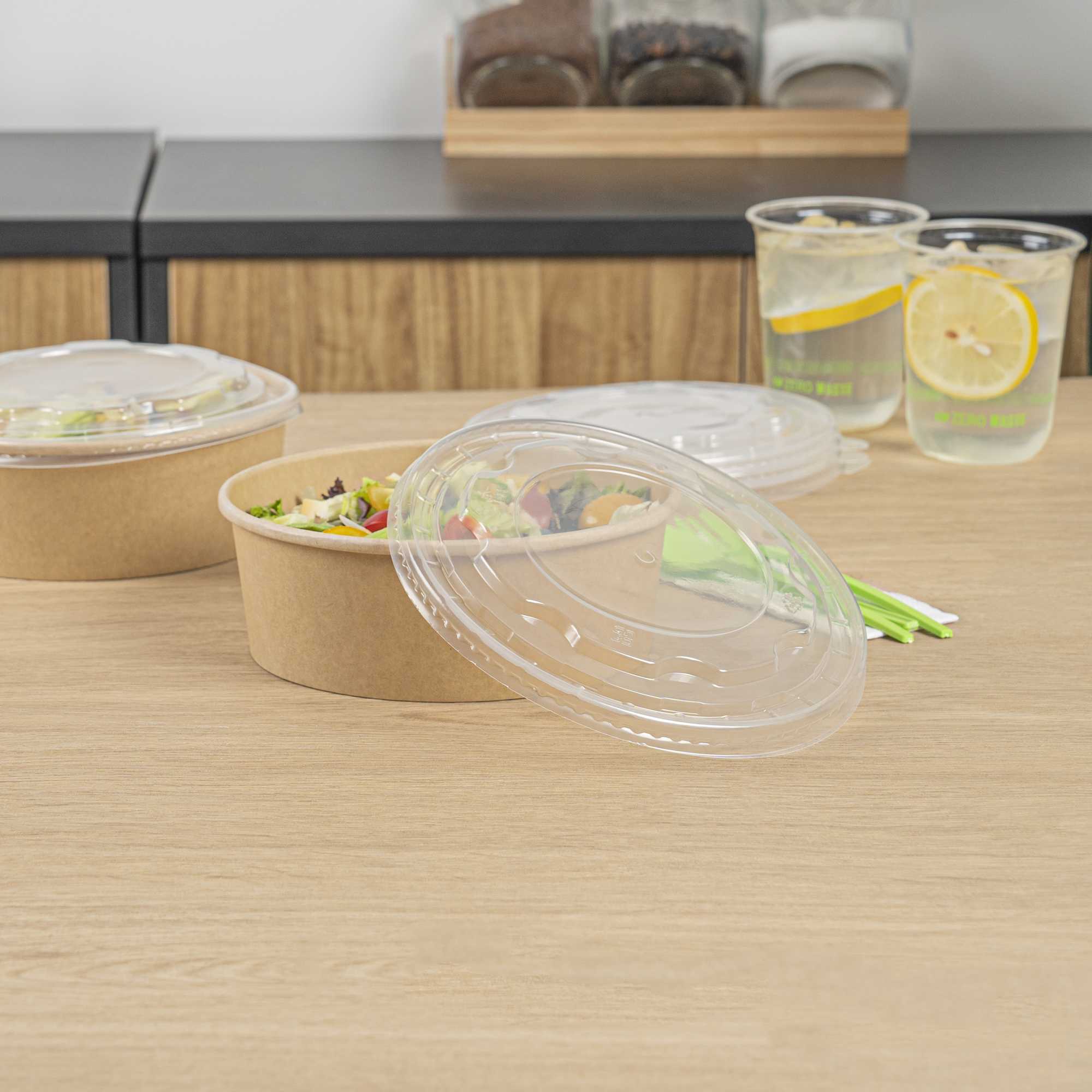 Bio Tek Clear Plastic Take Out Container Lid - Fits 45 oz Containers - 50 count box