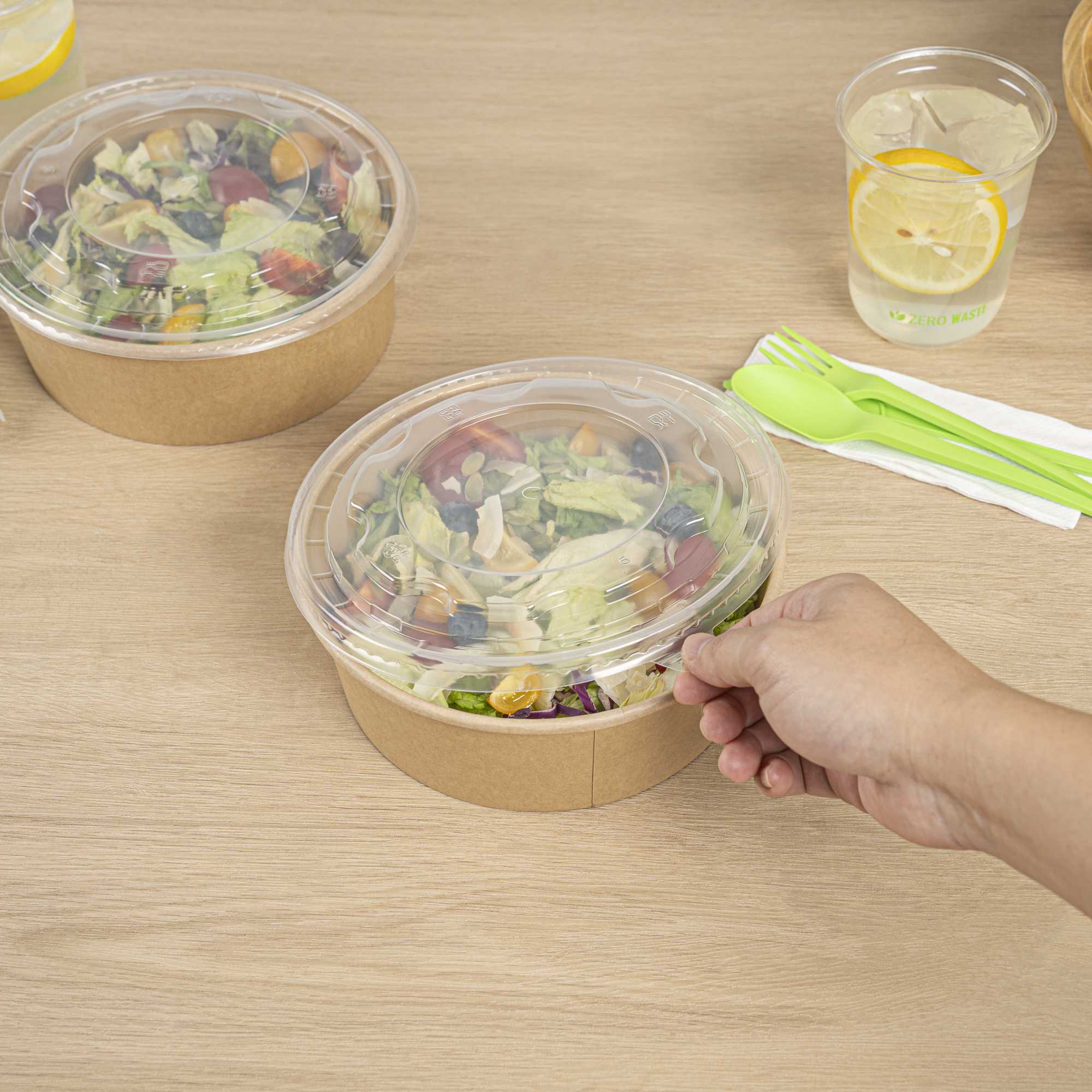Bio Tek Clear Plastic Take Out Container Lid - Fits 45 oz Containers - 50 count box