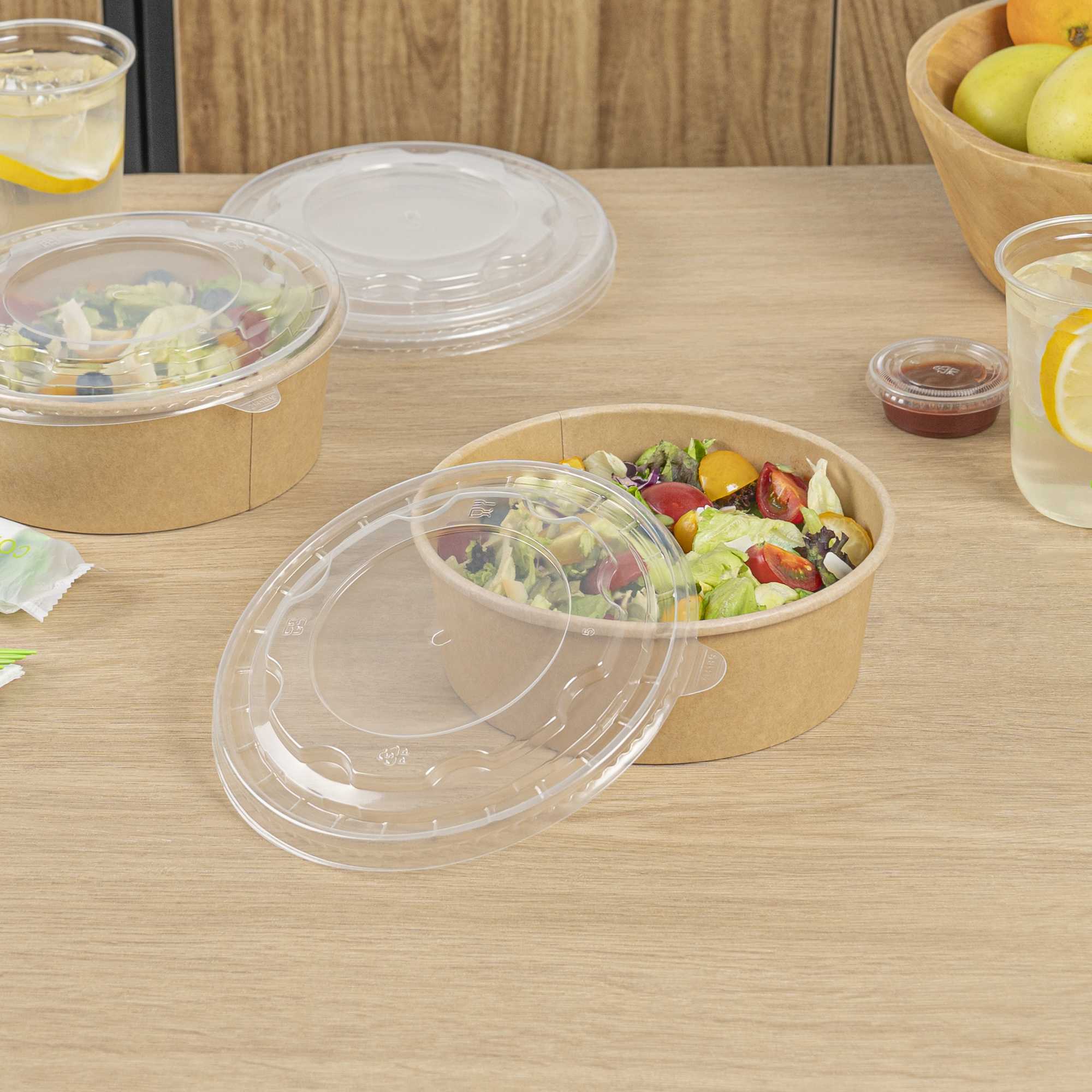 Bio Tek Clear Plastic Take Out Container Lid - Fits 45 oz Containers - 50 count box