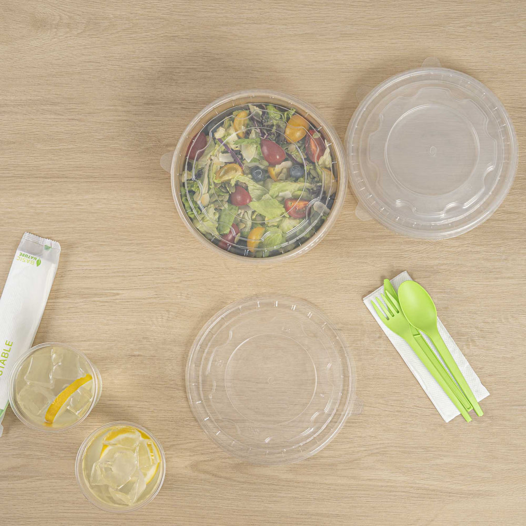 Bio Tek Clear Plastic Take Out Container Lid - Fits 45 oz Containers - 50 count box