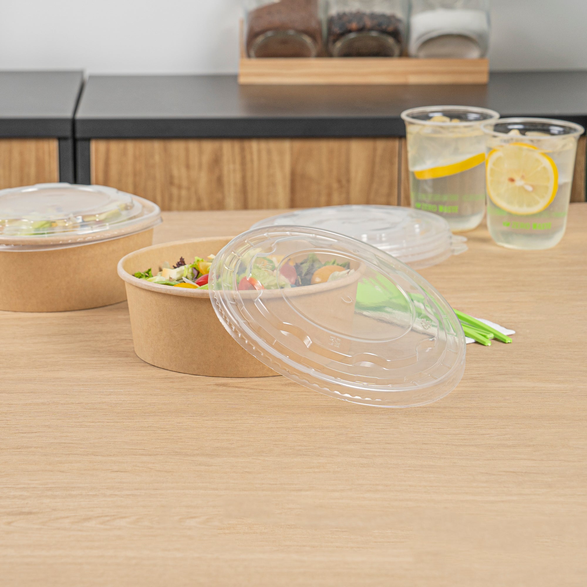 Bio Tek Clear Plastic Take Out Container Lid - Fits 45 oz Containers - 200 count box