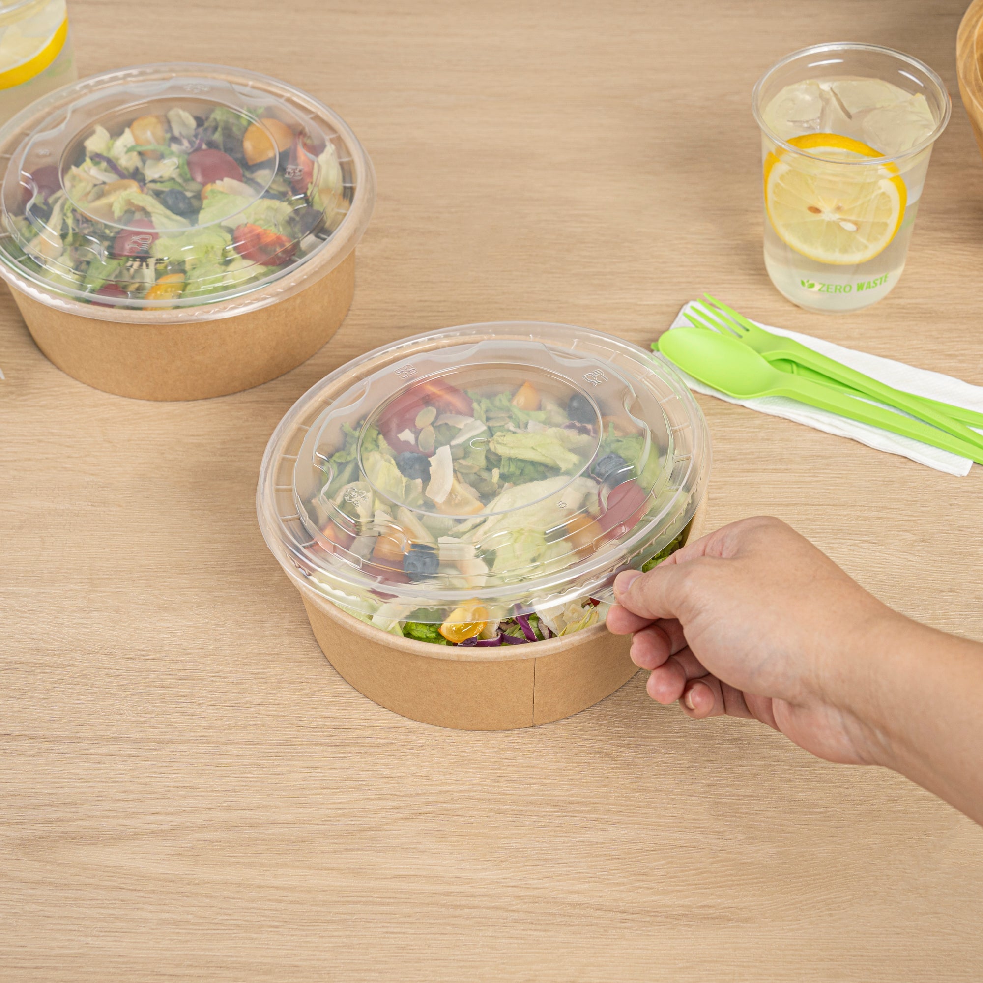 Bio Tek Clear Plastic Take Out Container Lid - Fits 45 oz Containers - 200 count box
