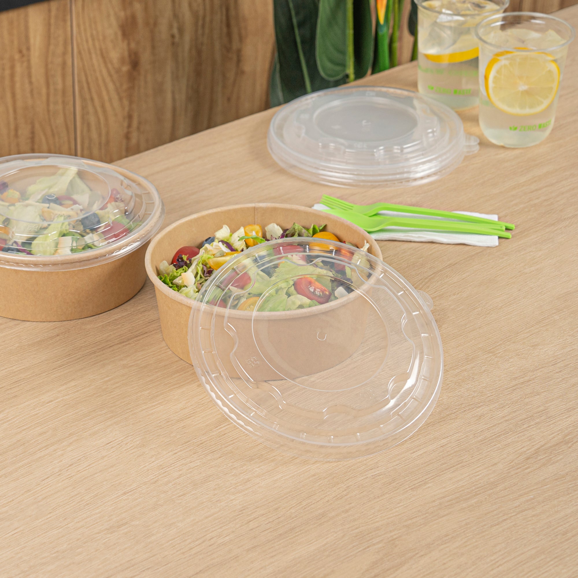 Bio Tek Clear Plastic Take Out Container Lid - Fits 45 oz Containers - 200 count box