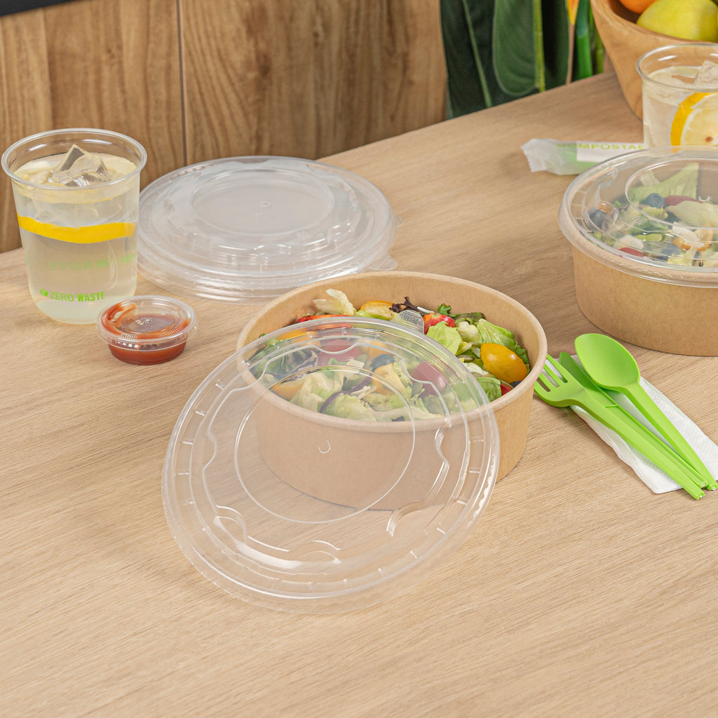 Bio Tek Clear Plastic Take Out Container Lid - Fits 45 oz Containers - 200 count box