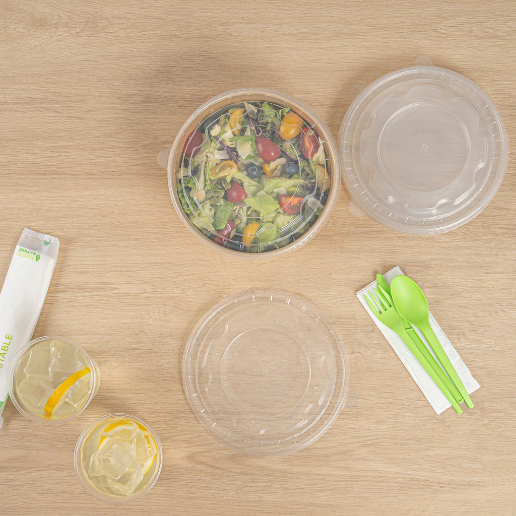 Bio Tek Clear Plastic Take Out Container Lid - Fits 45 oz Containers - 200 count box