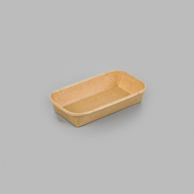 Matsuri Vision 5 oz Rectangle Kraft Paper Sushi Container - 5 1/2" x 3 1/4" x 1" - 50 count box