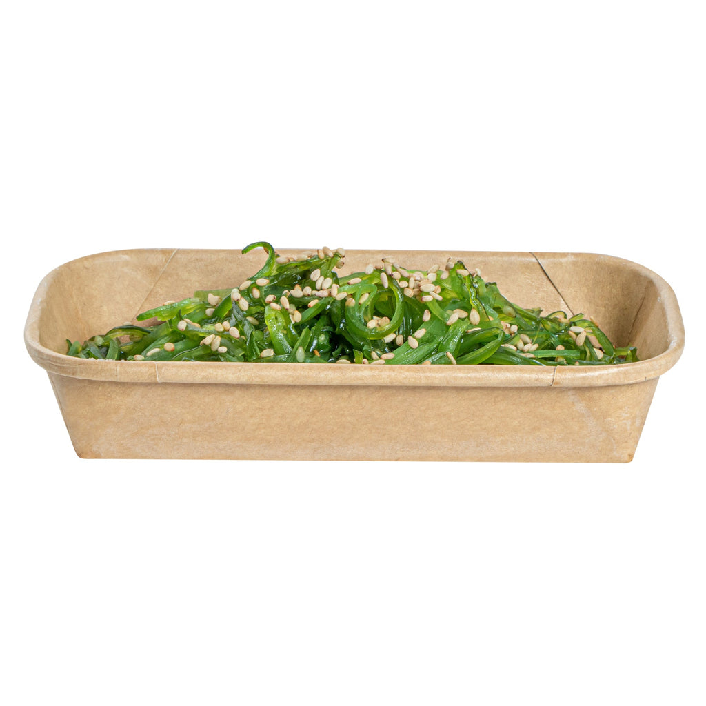 Matsuri Vision 5 oz Rectangle Kraft Paper Sushi Container - 5 1/2" x 3 1/4" x 1" - 100 count box