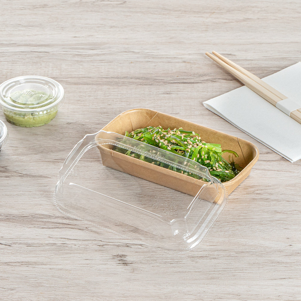 Matsuri Vision Clear PET Plastic Lid - Fits 5 oz Sushi Container, Anti-Fog - 100 count box