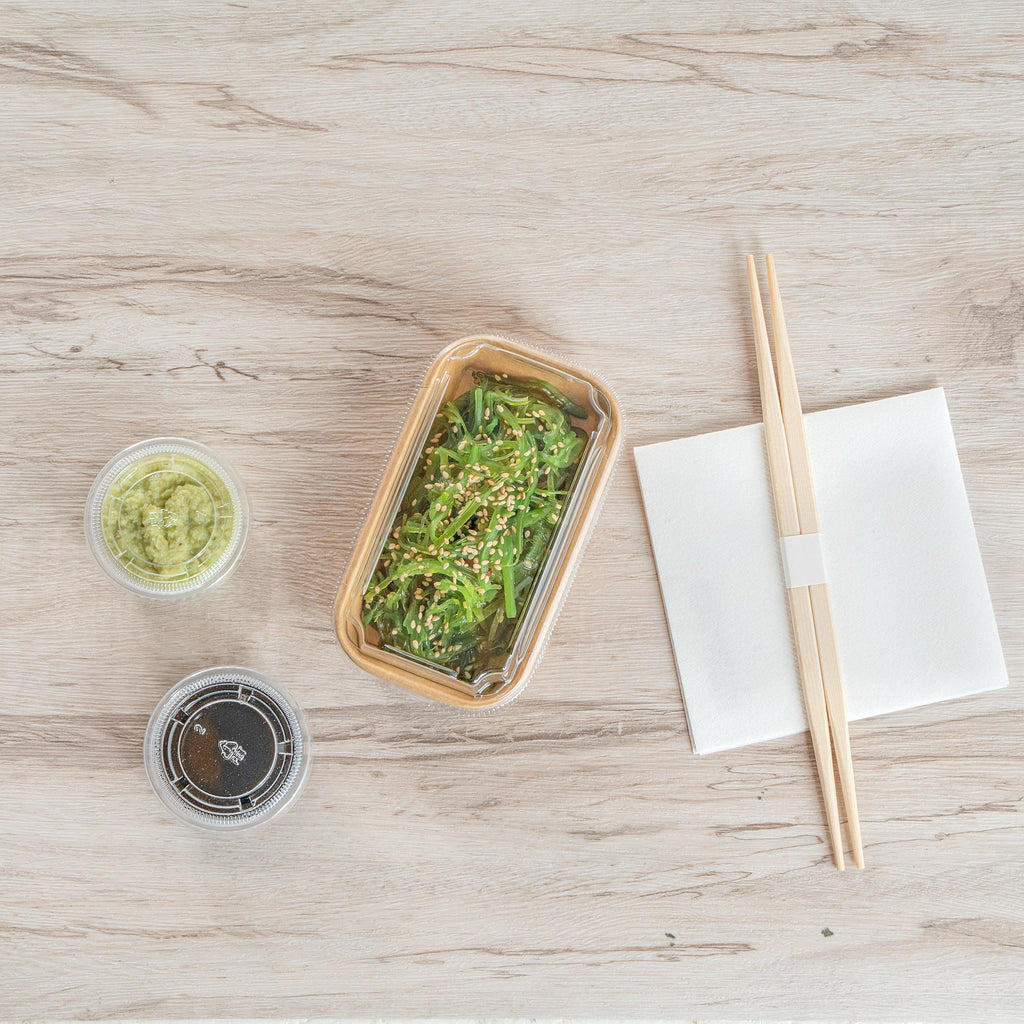 Matsuri Vision Clear PET Plastic Lid - Fits 5 oz Sushi Container, Anti-Fog - 50 count box