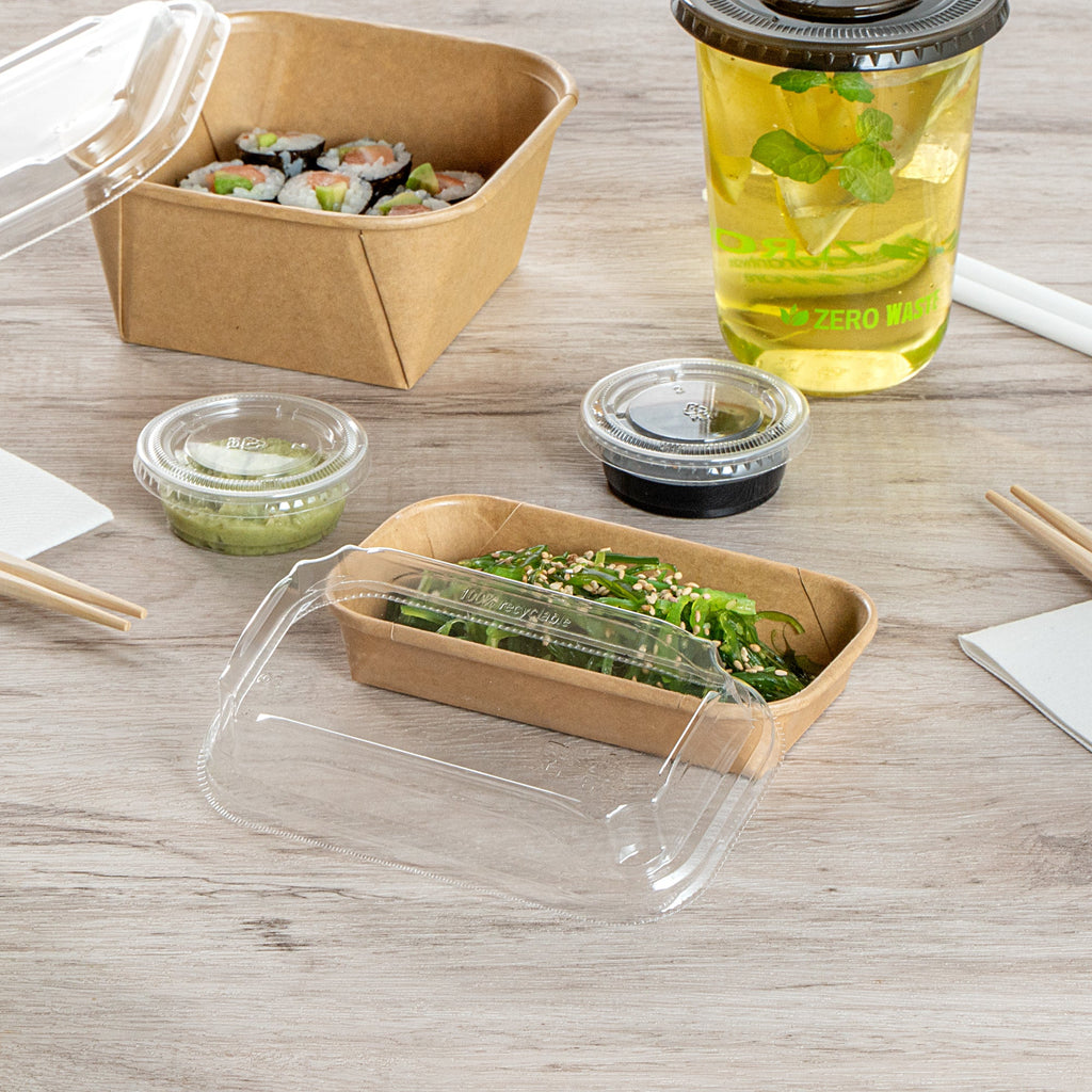 Matsuri Vision Clear PET Plastic Lid - Fits 5 oz Sushi Container, Anti-Fog - 100 count box