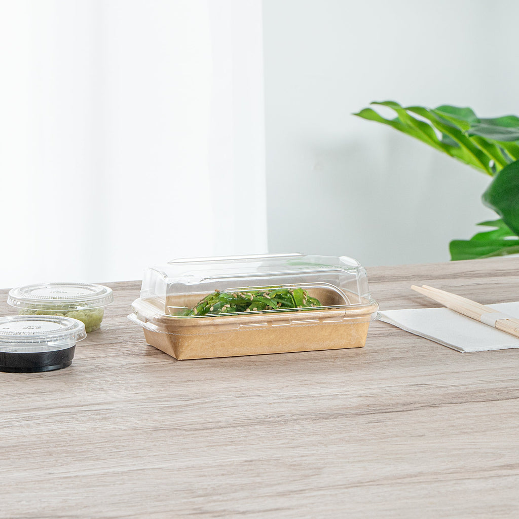 Matsuri Vision Clear PET Plastic Lid - Fits 5 oz Sushi Container, Anti-Fog - 100 count box