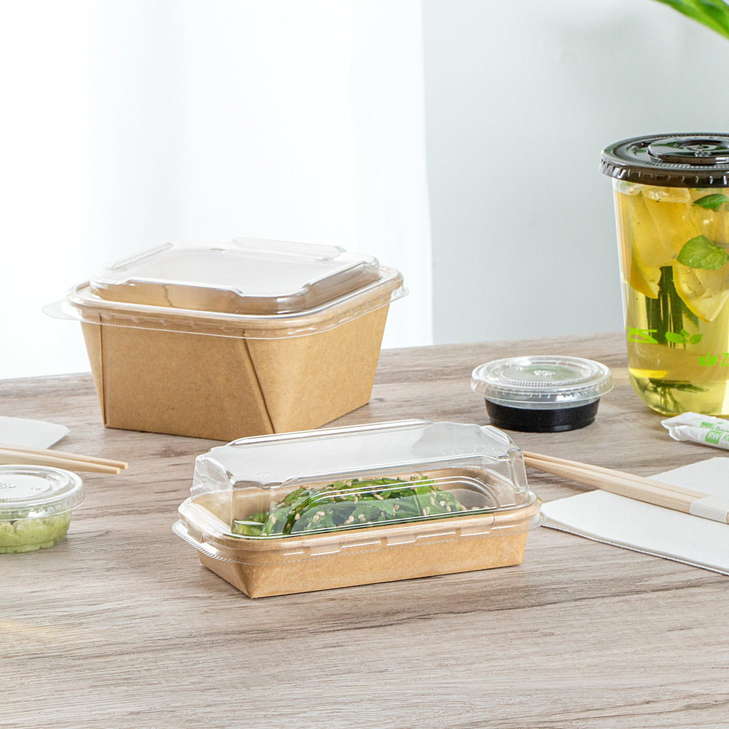 Matsuri Vision Clear PET Plastic Lid - Fits 5 oz Sushi Container, Anti-Fog - 100 count box